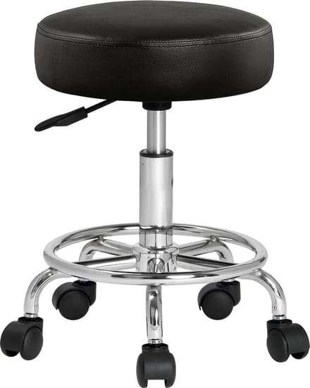 Rolkruk - Hoogte Verstelbaar 360°C Draaibaar - 51-65cm Zithoogte Zwart
