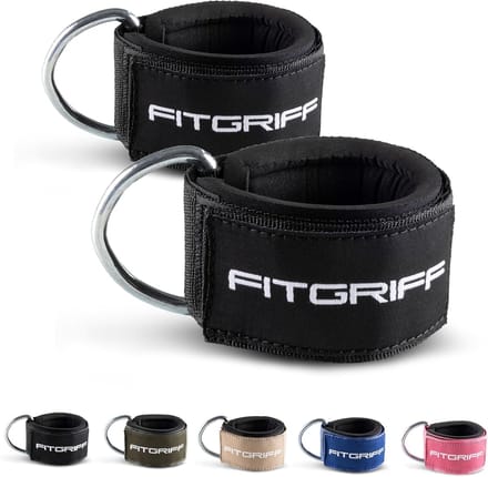 Ankle Straps for Cable Machines - Heavy Padded Ankle Cuffs - Gym Workout Kickback Exercise for Women and Men - Adjustable and Comfortable