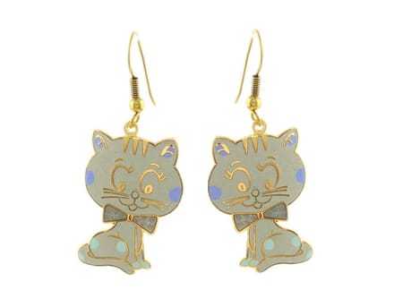 Behave - Oorhangers dames - kattenmotief - grijs - 4 cm