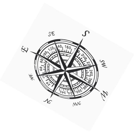 Auto Kompas Sticker Waterdicht Snijdbaar PVC 20x20cm voor Universele Autodecoratie Wit zwart