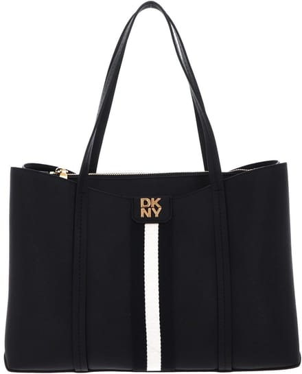 DKNY Leren schoudertas Nuri Tote Bag Black / Gold zwart