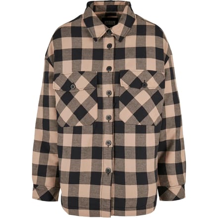 Urban Classics - Flanell Padded Overshirt Blouse - S - Zwart/Creme