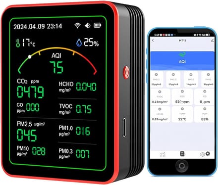 DailySupplies® Fijnstofmeter - Luchtkwaliteitsmeter Voor Binnen - Co2 Meter - Zwart