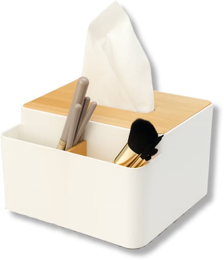 Make up organizer - Tissuehouder - Tissuebox en Organizer - Organizer Wit - Voor Tissues, Make-up en Kwasten – Duurzaam & Stijlvol