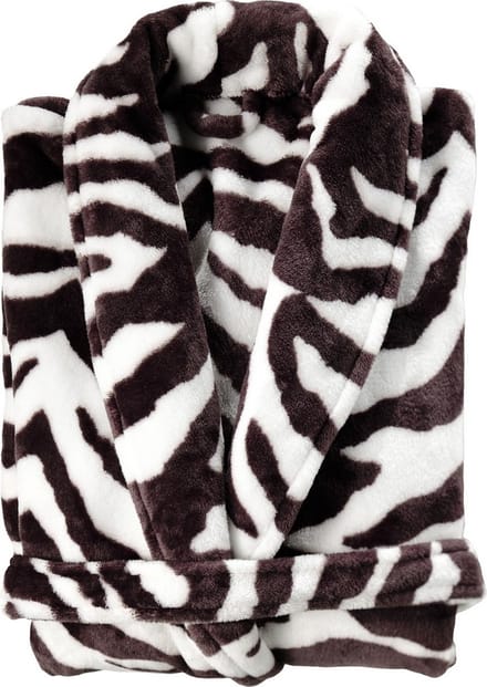 Zebra Badjas Lang - Flanel Fleece - Maat S - Brown - Badjas Dames - Badjas Heren