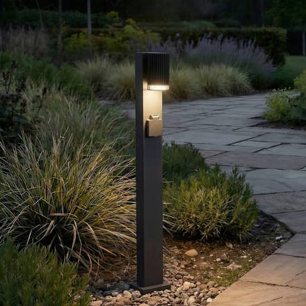Lindby - Tuinpad verlichting - 1licht - Aluminium, polycarbonaat - H: 80 cm - GU10 - zwart, wit