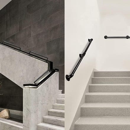 Wand Leuning - Handgreep IJzer - Trap Veiligheid - Stevig Gegalvaniseerd - 9 voet - Zwart