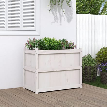vidaXL - Plantenbak - 90x50x70 - cm - massief - grenenhout - wit