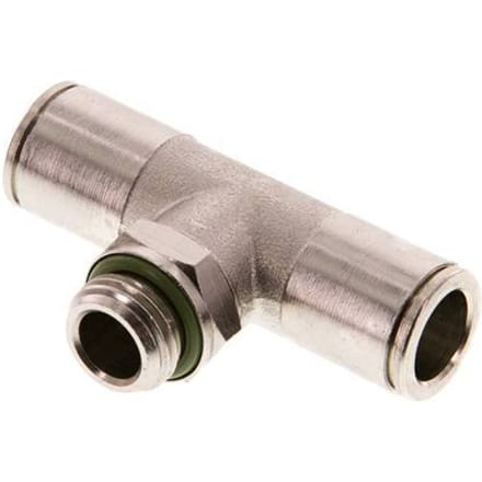 10mm x G1/4'' inline T-stuk Messing Insteekfitting Buitendraad Draaibaar FKM