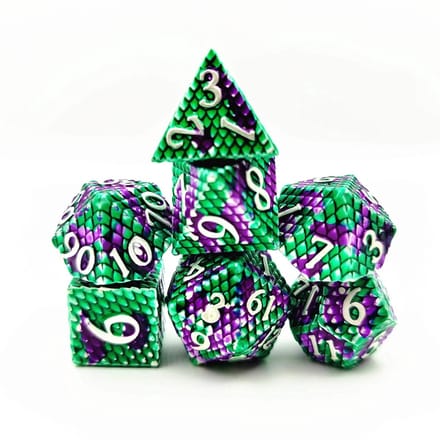 Lapi Toys - Dnd dice - Dnd dobbelstenen - Metal dice - Incl. dice bag - Groen