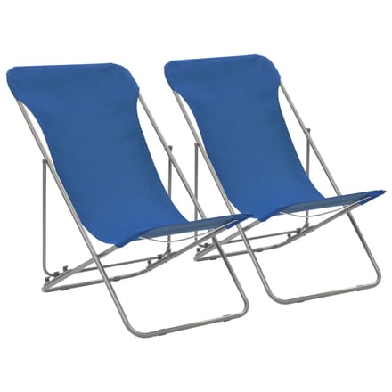 vidaXL - Opklapbare - stoelen - (2 - stuks) - van - staal - met - blauwe - Oxford-stof