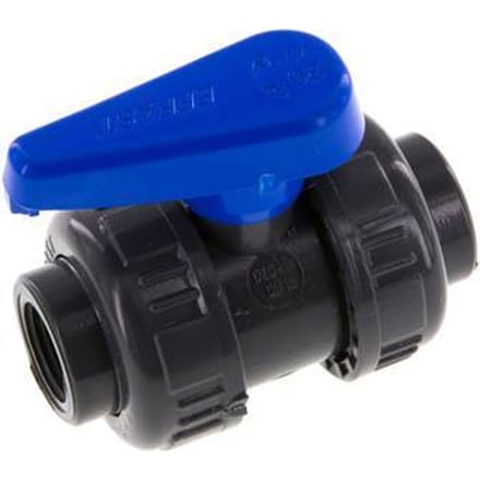 PVC 2-weg Kogelkraan Dubbele Wartel Rp 1/2'' EPDM
