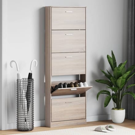 vidaXL - Schoenenkast - hout - met - 5 - opbergvakken - eiken-look