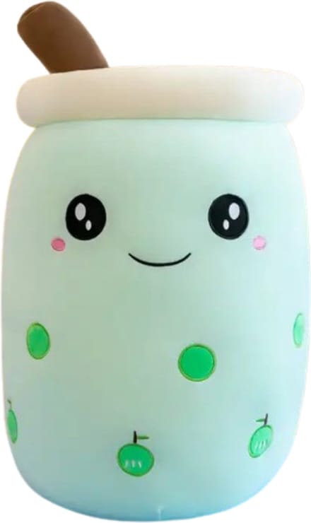 Bubble Tea Knuffel - Teedz - Kinderen - Kleurrijk - Pluche - Kussen - Groen - Appel - Decor - Kawaii