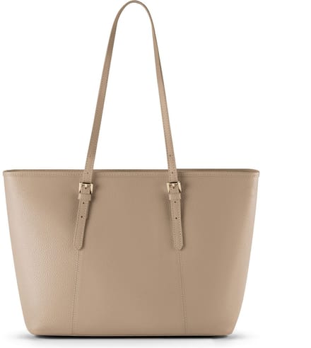 Lazarotti Leren Schoudertas Bologna Leather Shopper Cream White Crème