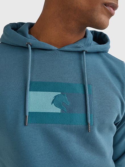 Tommy Hilfiger SS'22 Heren Embroidery Logo Hoody-Blue-M