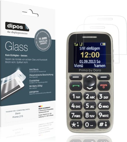 dipos – 2x Pantserfolie geschikt voor Doro Primo 215 | 9H Screenprotector