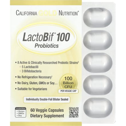 Lactobif® 100 Probiotique, 100 Milliards d'UFC, 60 Gélules Végétales