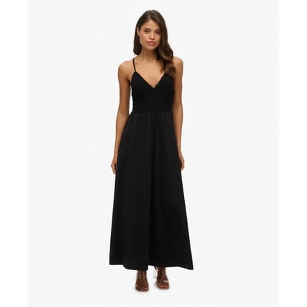 Superdry - Jersey maxi-jurk met kant - Dames - Jurken