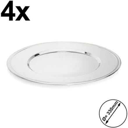 GGM Gastro (4 Stück) Edelstahl Servierplatte/ Platzteller - Ø 330mm - poliert Zilver