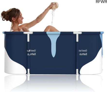 Draagbare Badkuip - Opvouwbaar SPA Bad - Ontspanning Thuis - Extra Groot Formaat - 140x60x50 cm - Wit Blauw