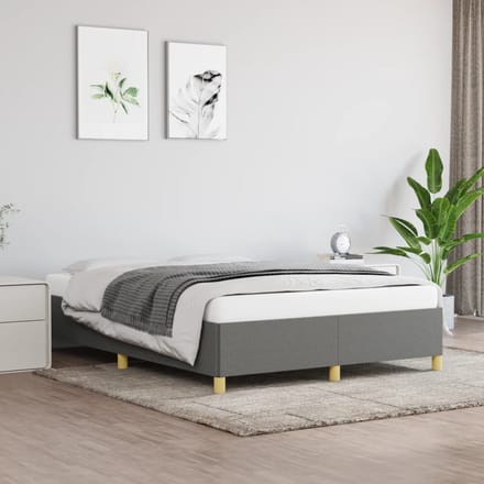 vidaXL - Bedframe - zonder - matras - stof - donkergrijs - 140x190 - cm