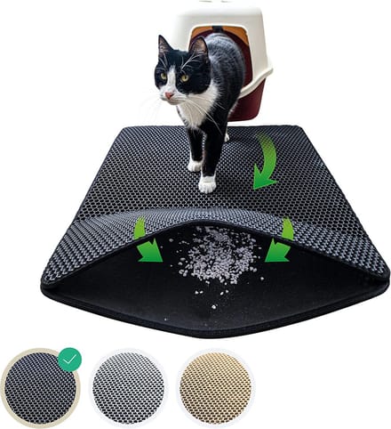 IGOODS - Kattenbakmat met filter - 45 x 60 - Waterdicht - Dubbele laag - Zwart