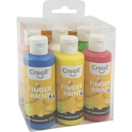 Creall Vingerverf - Set 6 x 80 ml – 6 leuke kleuren – Veilige & Uitwasbare Vingerverf – Creatief Knutselen - Gemaakt in NL