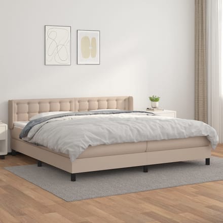 vidaXL - Boxspring - met - matras - kunstleer - cappuccinokleurig - 200x200 - cm