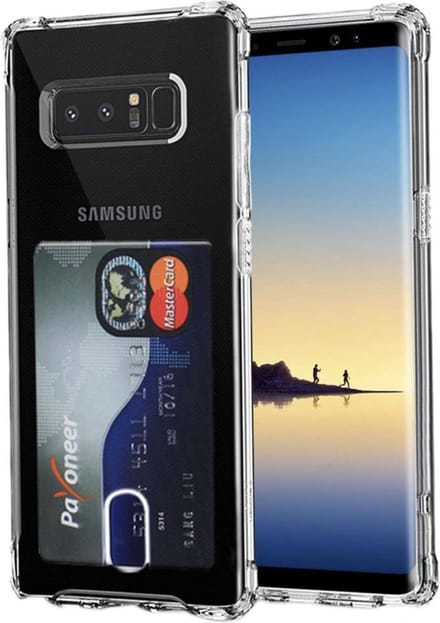 Geschikt voor Samsung Galaxy Note 8 Card Backcover | Transparant | Soft TPU | Shockproof | Pasjeshouder | Wallet