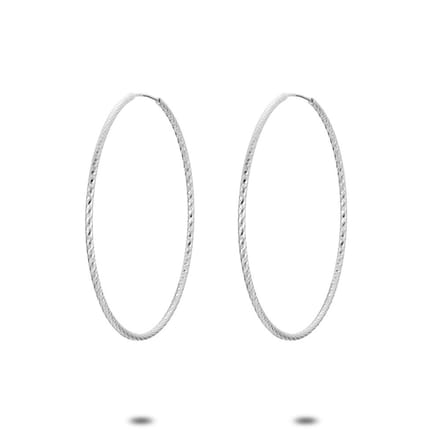 Twice As Nice Oorringen in zilver, gehamerd, 33 mm