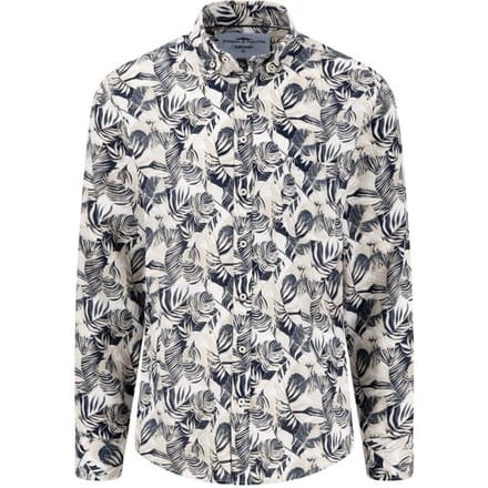 Fynch-Hatton Overhemd Summer Linnen Leaves Pattern Button-Down Zand / male