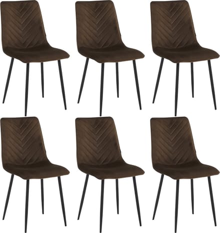 Colenis® - Senny Eetkamerstoel - Set Van 6 - Bruin - Fluweel - Industrieel - Eetkamerstoelen