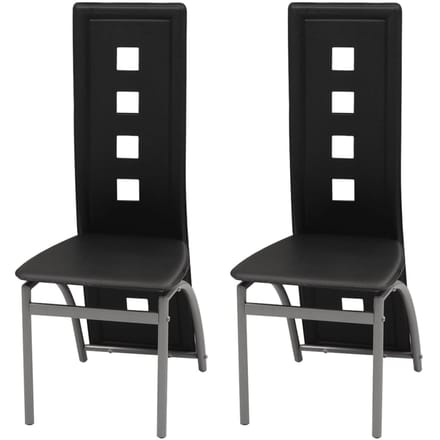 vidaXL - Eetkamerstoelen - 2 - st - kunstleer - zwart