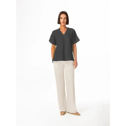 V-hals blouse voor dames Haris Cotton Essentials Front Pleat