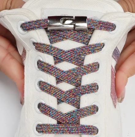 *** Kleurrijke Confetti Regenboog Elastische Veters - Magnetische Sluiting - Kinderen - Zelfsluitend - Makkelijk Strikken - Elastisch - van Heble® ***