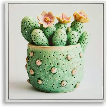 Muurdecoratie print op ster met lijst pot van cactus A Mauro Ferretti Laccata