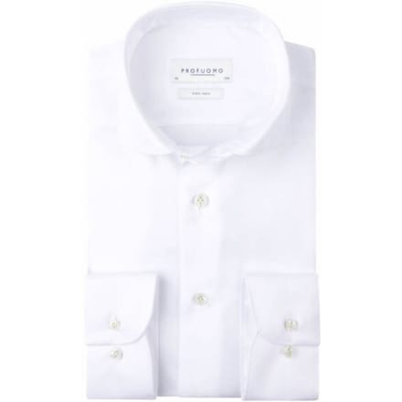 Profuomo slim fit heren overhemd - twill - wit - Strijkvrij - Boordmaat: 43
