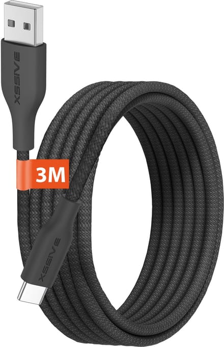 Lange USB-A naar USB-C Kabel 3 Meter - Quick Charge - Sterke USB naar USB C Kabels - Snellader
