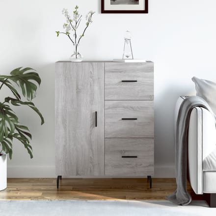 vidaXL - Dressoir - 69,5x34x90 - cm - bewerkt - hout - grijs - sonoma - eikenkleurig