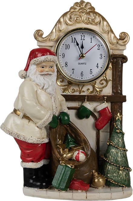 Clayre & Eef Tafelklok 15x7x22 cm Beige Polyresin Kerstman