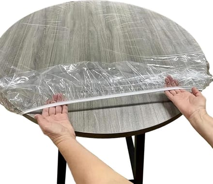 Tafelbescherming Rond - Tafelkleed Beschermend - Buiten Gebruik - Met Elastisch Koord - 122 cm Diameter - Transparant