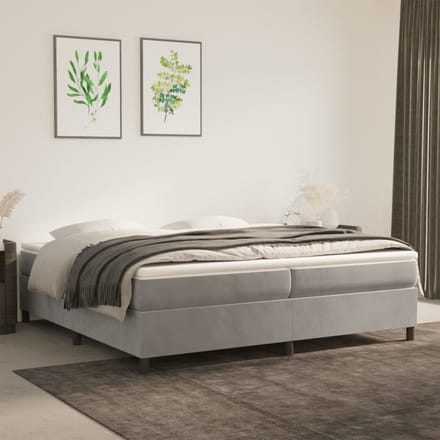 vidaXL - Boxspring - bed - 200x200 - cm - fluweel - lichtgrijs