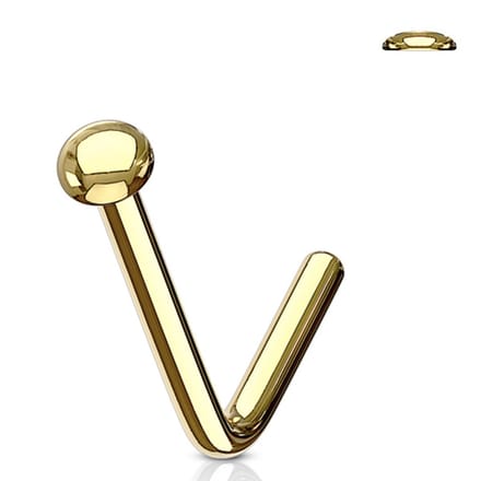 Neuspiercing L-bend flat ball 0.8x6x2- goud - LMPiercings