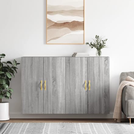 vidaXL - Hangkasten - 2 - st - 69,5x34x90 - cm - grijs - sonoma - eikenkleurig