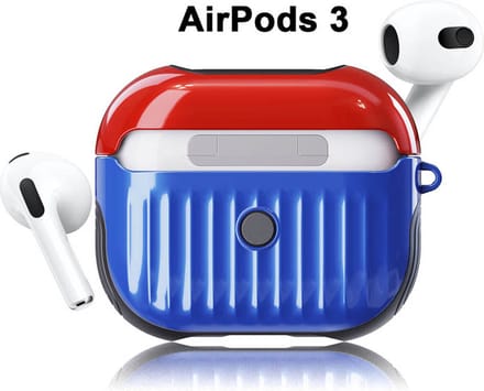 Koffer case cover - Apple Airpods 3 - blauw rood - siliconen