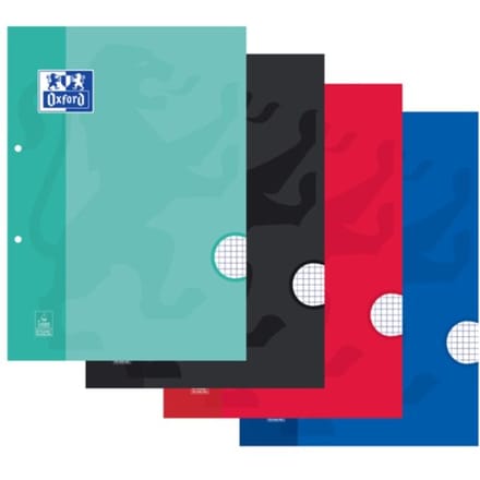 Cursusblok Oxford School A4 lijn 2-gaats 200 pagina's 80gr assorti