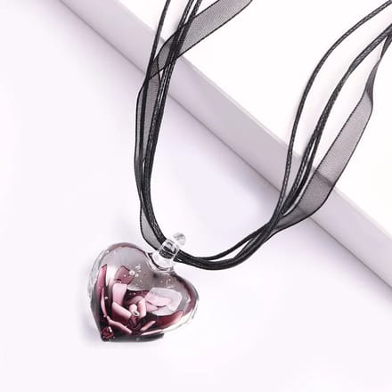 Glazen Hart Hanger - Sieraden -Ketting - Zwart - EmmyRovi