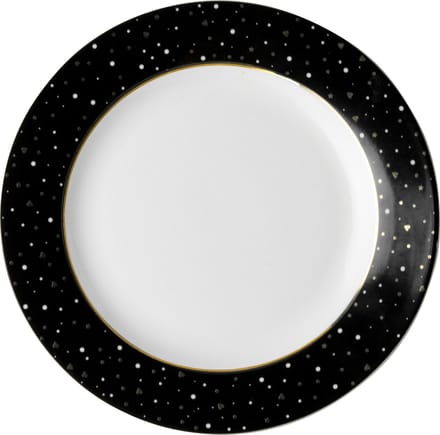 Dutch Rose Loft Zwart-Wit Gebaksbord Zwart met Glitters 18 cm