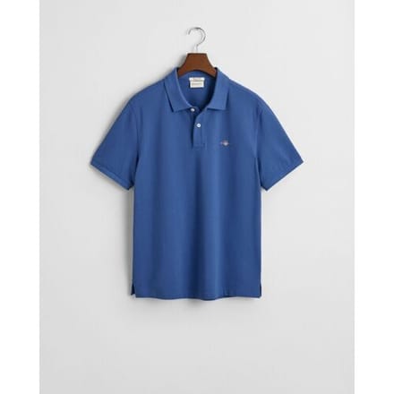 Gant Polo Fine Shield Short Sleeve Piqué Uni Vintage Blue / male